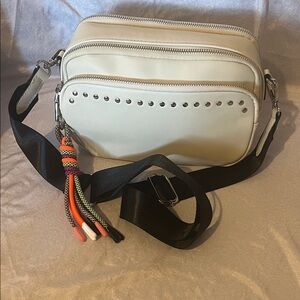 Women's Cream Crossbody Bag with Decorative Studs